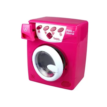 Różowa pralka zabawkowa z efektami świetlnymi, w zestawie z bateriami