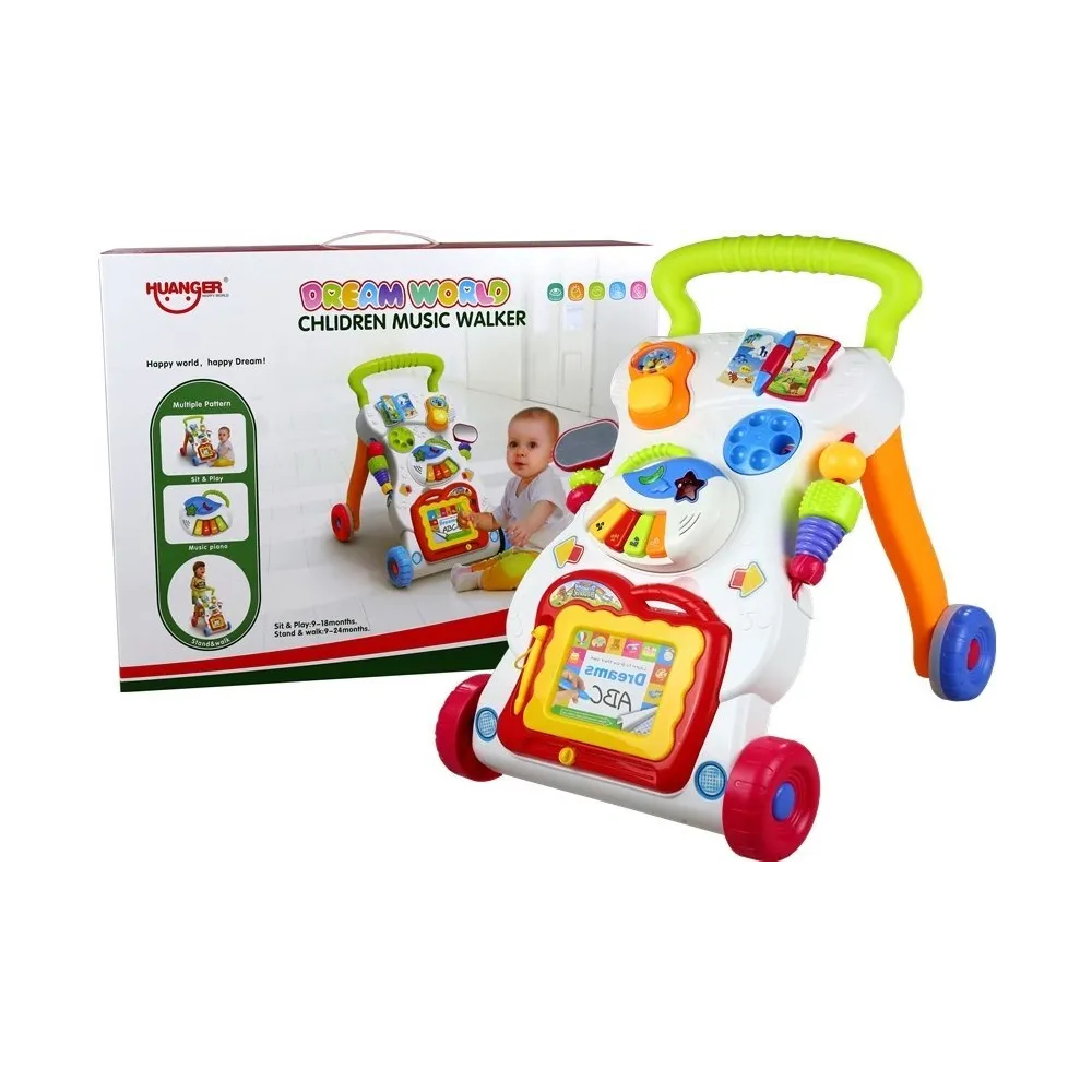 Kolorowy pchacz chodzik z pianinkiem i telefonem dla niemowląt 3 w 1