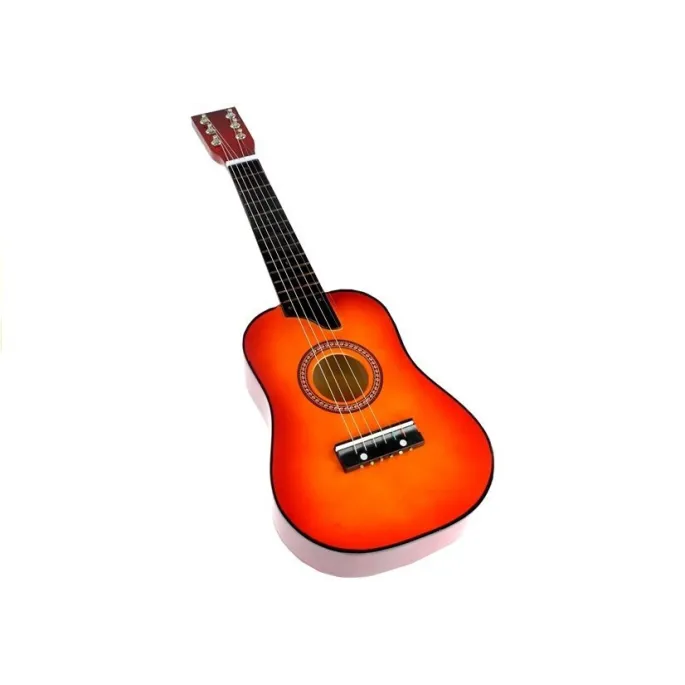 Gitara drewniana 60 cm do nauki gry dla najmłodszych muzyków, kolor czerwony