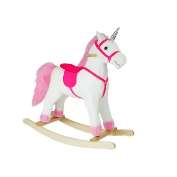 Pluszowy koń na biegunach jednorożec biały dla dzieci 74 cm