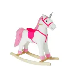 Pluszowy koń na biegunach jednorożec biały dla dzieci 74 cm