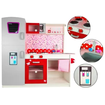 Drewniana kuchnia Jola z mikrofalówką i lodówką do zabawy dla dzieci