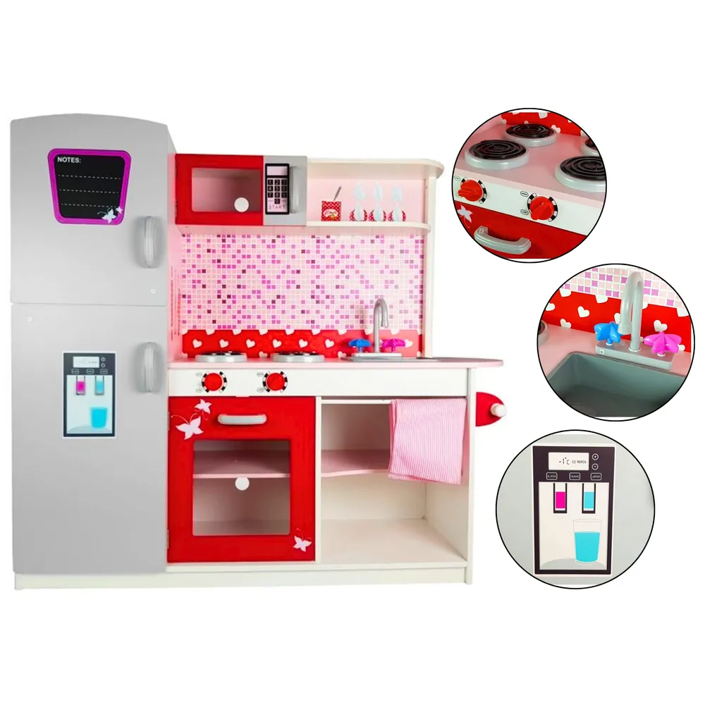Drewniana kuchnia Jola z mikrofalówką i lodówką do zabawy dla dzieci