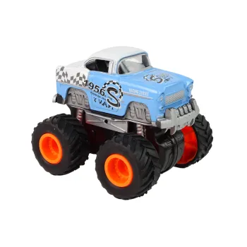 Zielona wersja klasycznego auta 4x4 na tle jasnym