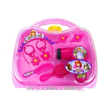 Różowy zestaw księżniczki w walizce z suszarką i akcesoriami fryzjerskimi