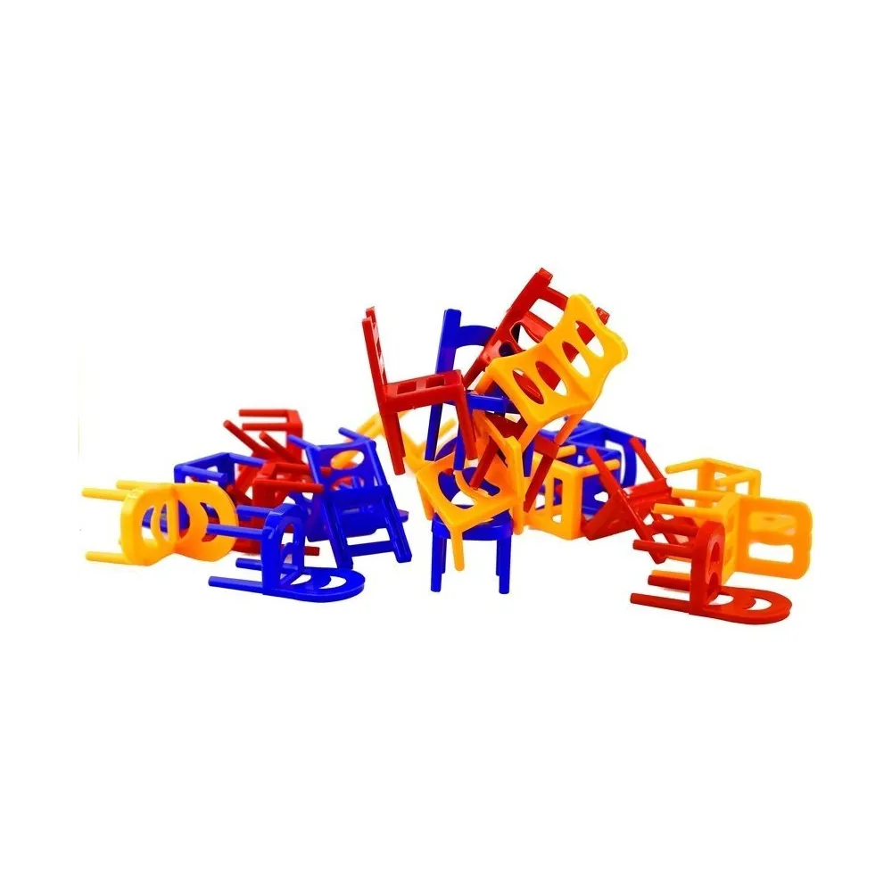 Opakowanie gry Spadające Krzesła z widocznymi elementami zestawu