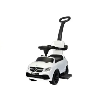 Funkcjonalny pchacz w kolorze białym z oparciem i prowadnicą