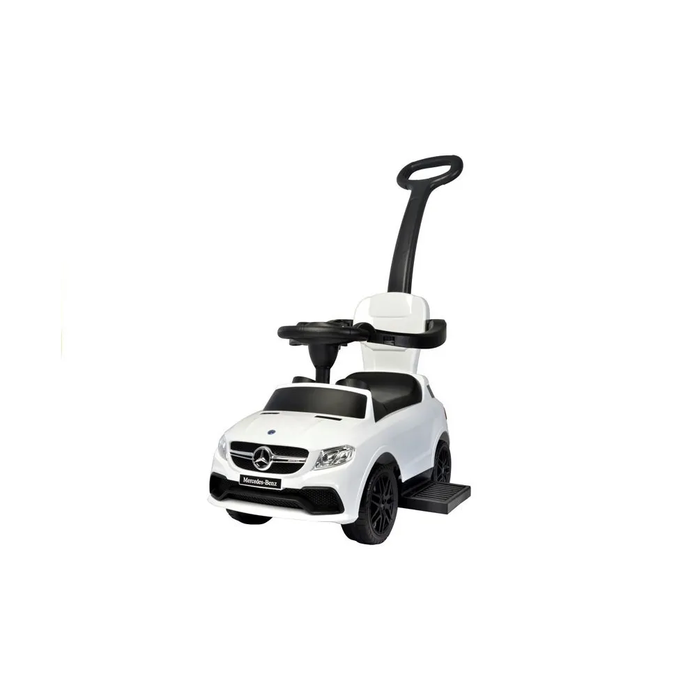 Funkcjonalny pchacz w kolorze białym z oparciem i prowadnicą