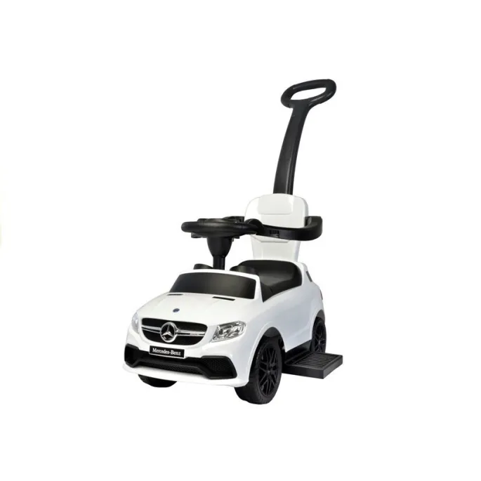 Funkcjonalny pchacz w kolorze białym z oparciem i prowadnicą