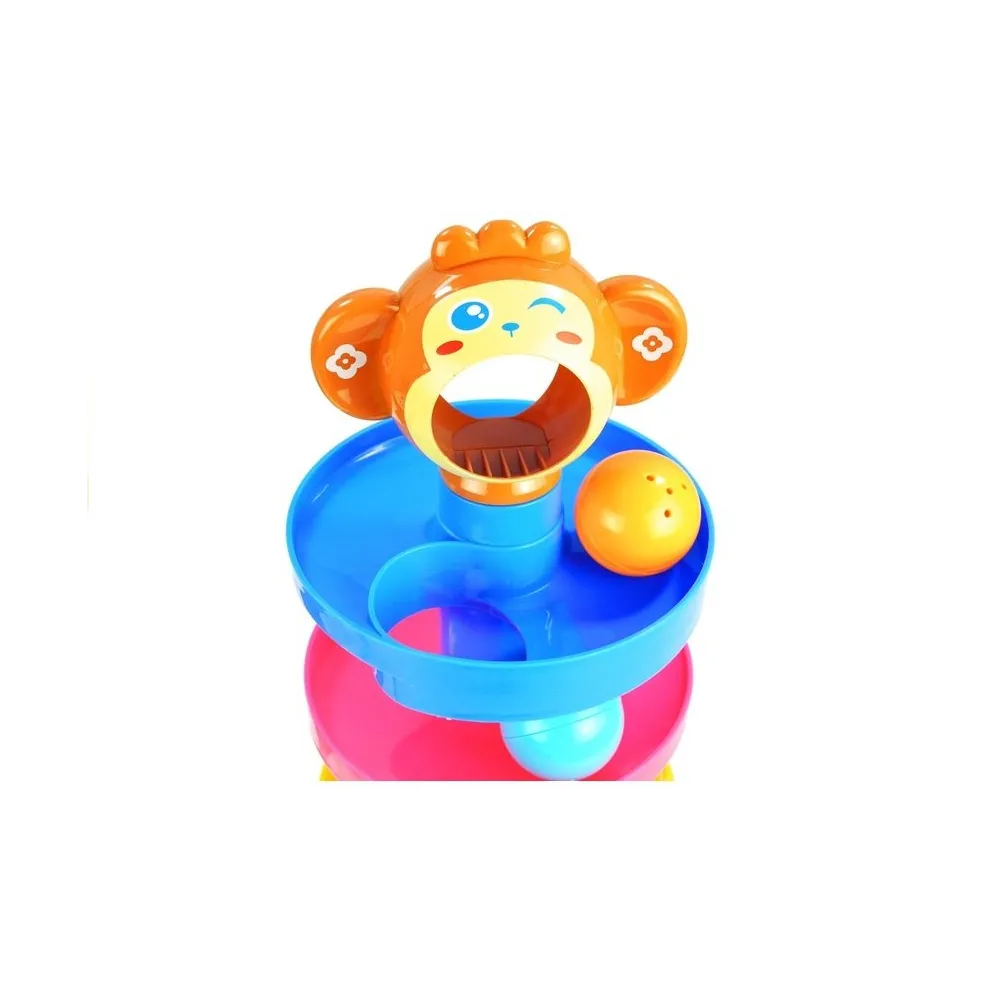 Edukacyjna zjeżdżalnia z sorterem i główką małpki dla malucha