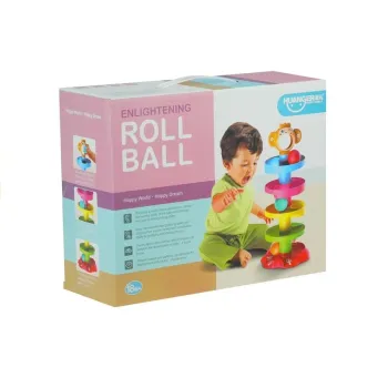 Sorter edukacyjny z pastelową małpką i kolorową zjeżdżalnią piłeczek