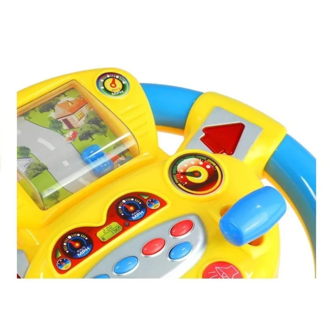 Zabawka dla dzieci z symulacją jazdy autem na jasnym tle