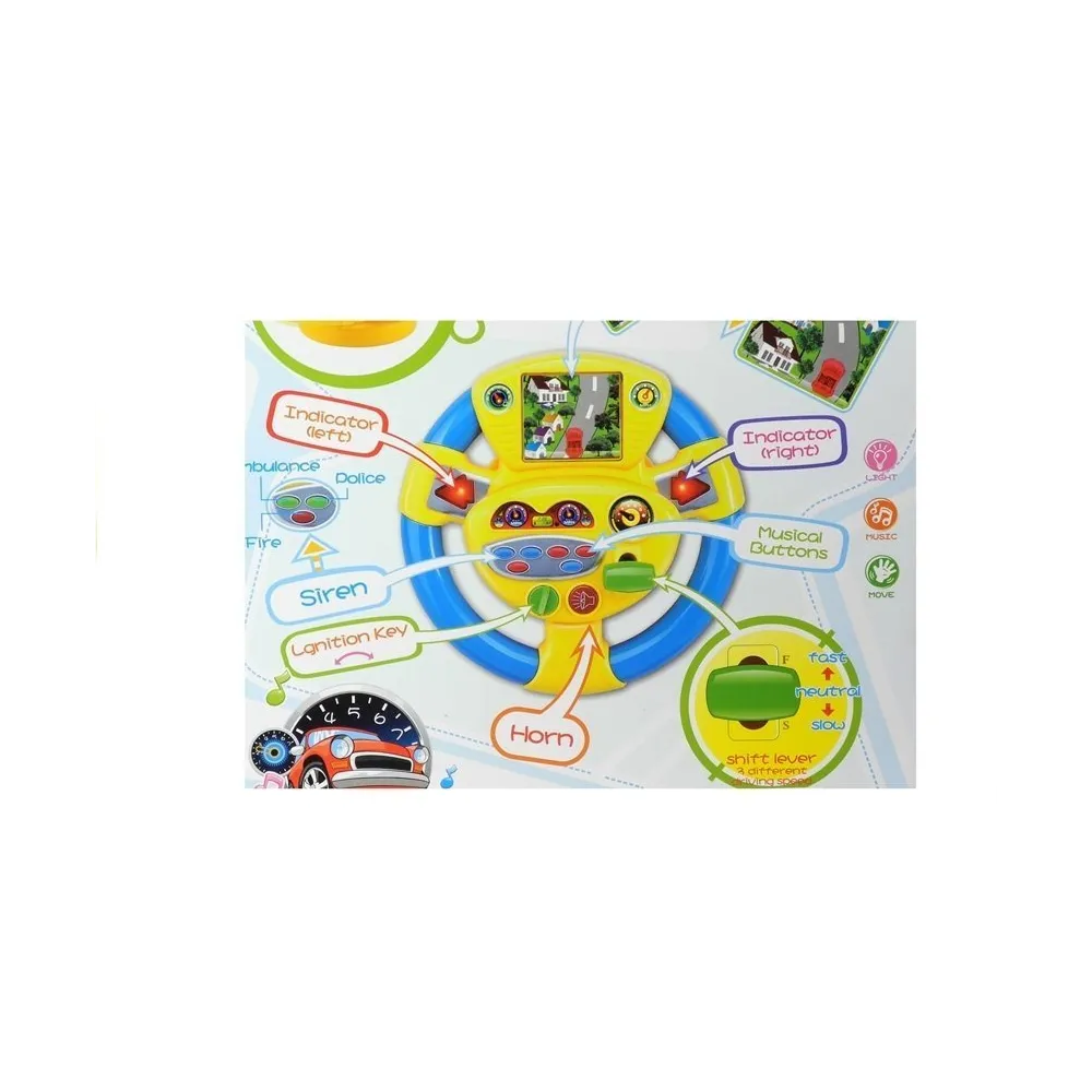 Prezent dla dziecka – duża interaktywna kierownica żółto-turkusowa