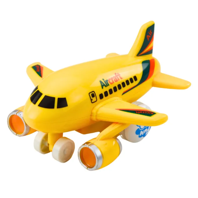 Plastikowy samolot pasażerski dla dzieci w wersji żółtej, niebieskiej i białej