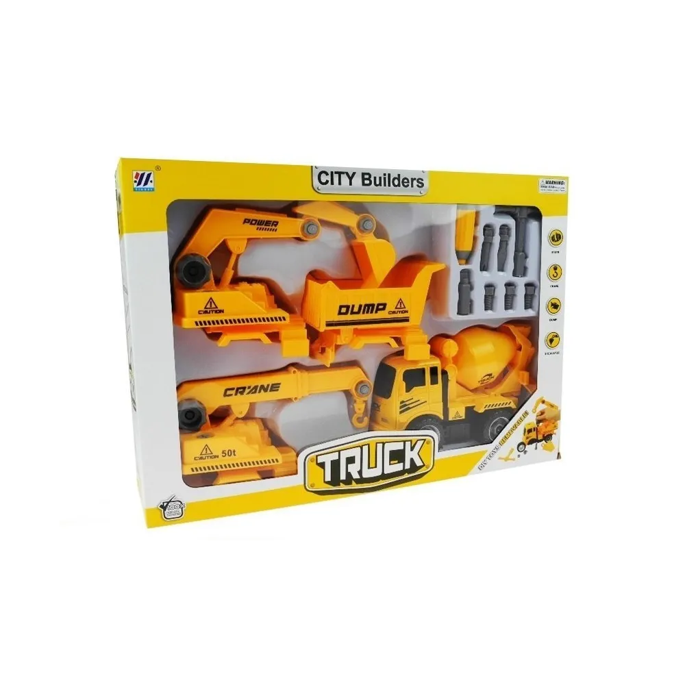 Atrakcyjny zestaw aut budowlanych wspierający rozwój manualny i kreatywność