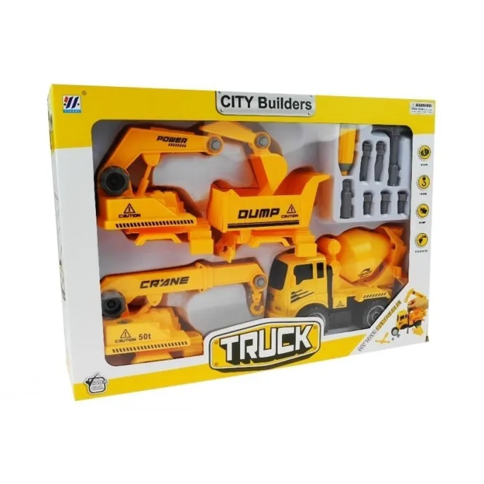 Atrakcyjny zestaw aut budowlanych wspierający rozwój manualny i kreatywność