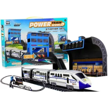 Kolejka na baterie z torami i dworcem dla dzieci