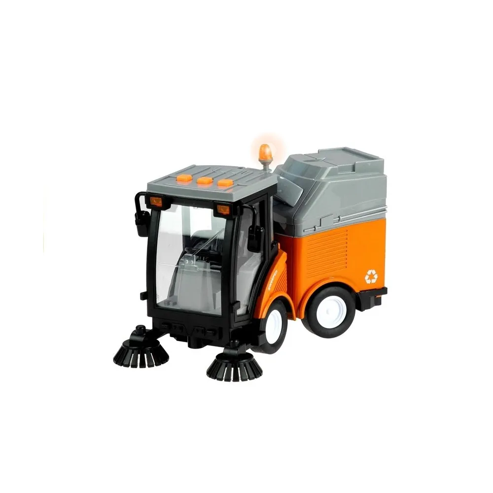 detal zamiatarki ulicznej – przód z gumowymi kołami i światłami LED