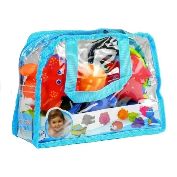 Radosna zabawa w wannie z gumowymi zwierzętami morskimi