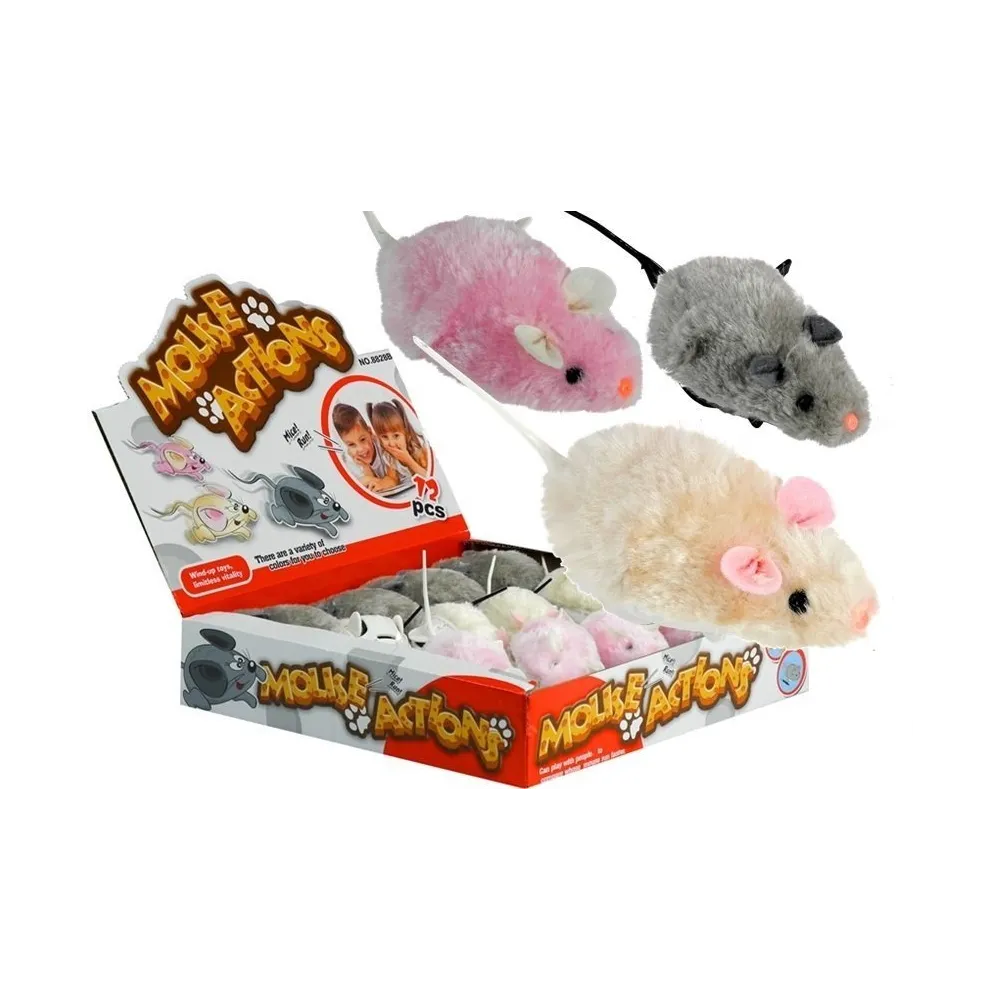 Widok nakręcanej myszki z ruszającym ogonem