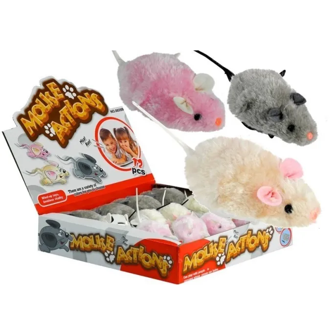 Widok nakręcanej myszki z ruszającym ogonem