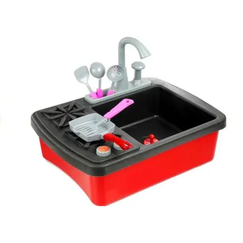 Zabawka kuchenka dla dzieci z talerzykami, kubkami i sztućcami