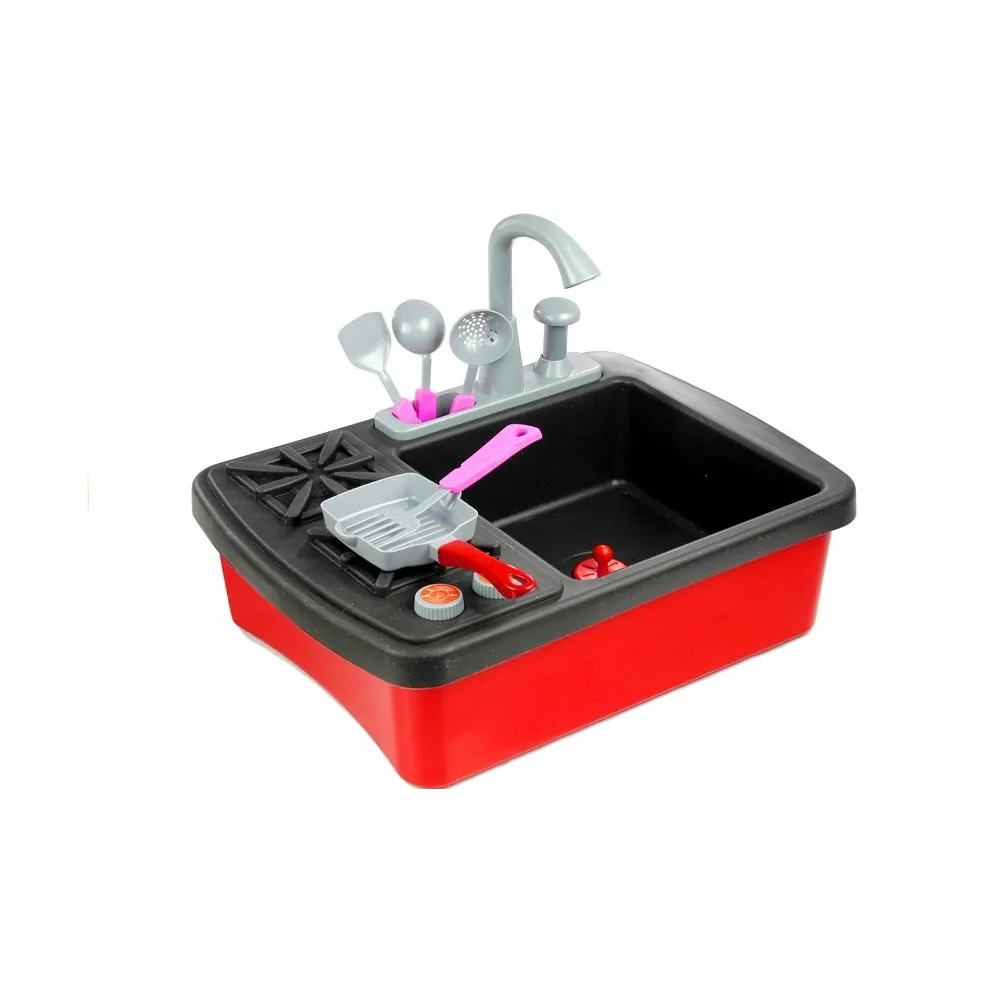 Zabawka kuchenka dla dzieci z talerzykami, kubkami i sztućcami