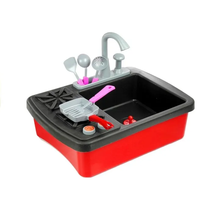 Zabawka kuchenka dla dzieci z talerzykami, kubkami i sztućcami