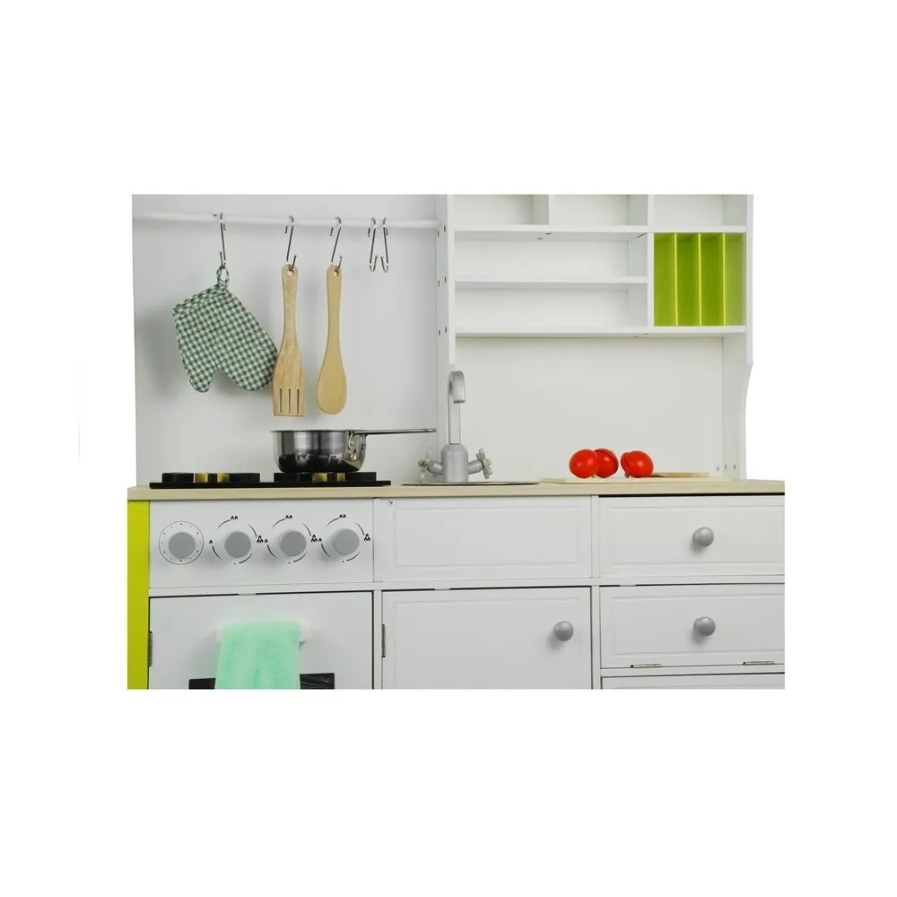 kuchnia dziecięca z pokrętłami, deską i nożem z drewna