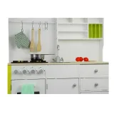 kuchnia dziecięca z pokrętłami, deską i nożem z drewna