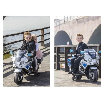 BMW R1200 Policja – elektryczny motocykl dla dzieci w białym kolorze