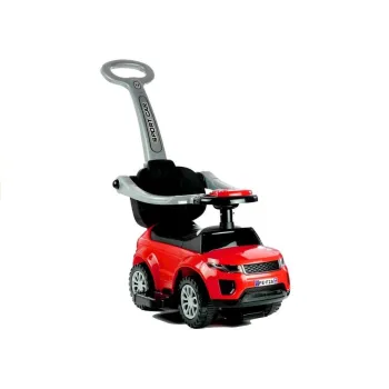 Czerwony jeździk z pchaczem dla dzieci – widok z boku