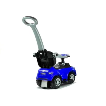 Solidny jeździk niebieski z pchaczem, idealny na prezent