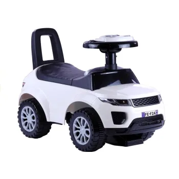 Jeździk dla malucha 613W biały z interaktywną kierownicą i światłami