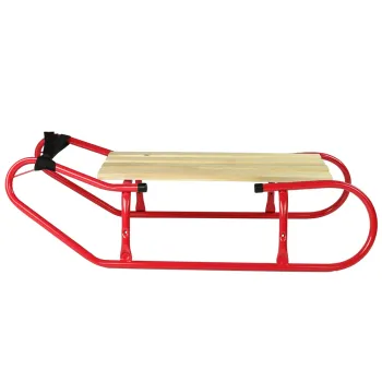 Czerwone sanki dla dzieci na zimowe spacery i zabawy na śniegu