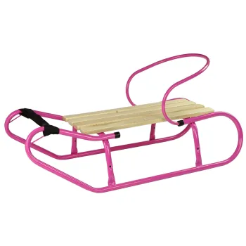 Sanki Metalowe z Oparciem Pasek Różowe
