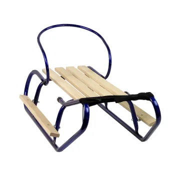 Sanki Metalowe z Oparciem i Paskiem Niebieskie