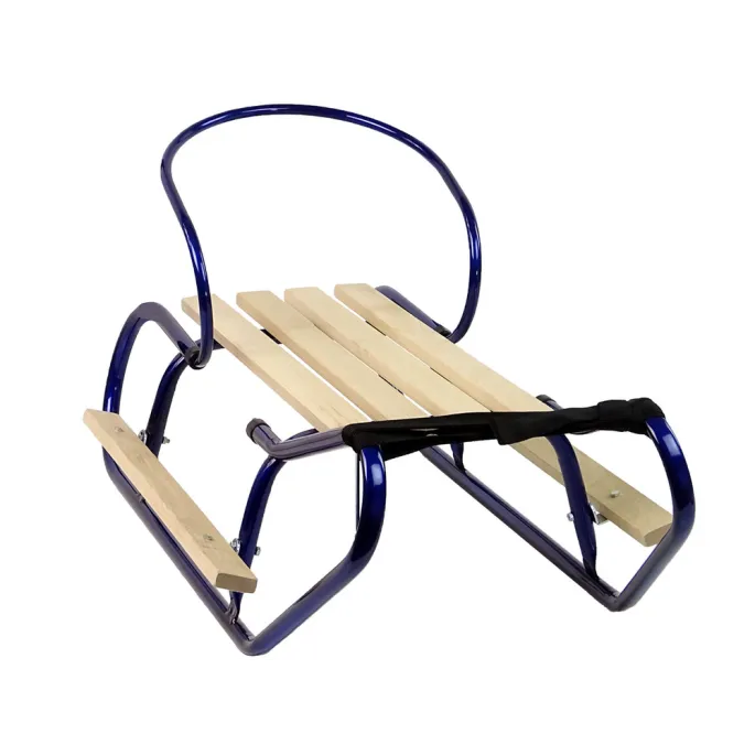 Wytrzymałe sanki dla dzieci z drewnianym siedziskiem i zdejmowanym oparciem