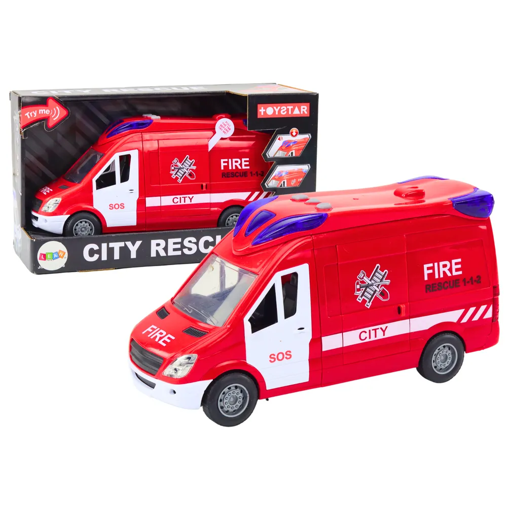 Auto strażackie z otwieranymi drzwiami i światłami dla dzieci