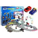 Tor wyścigowy slot cars z dwoma autkami 1:43 i efektami LED