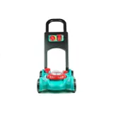 Kolorowa zabawkowa kosiarka na pchacz z plastikowym kanistrem