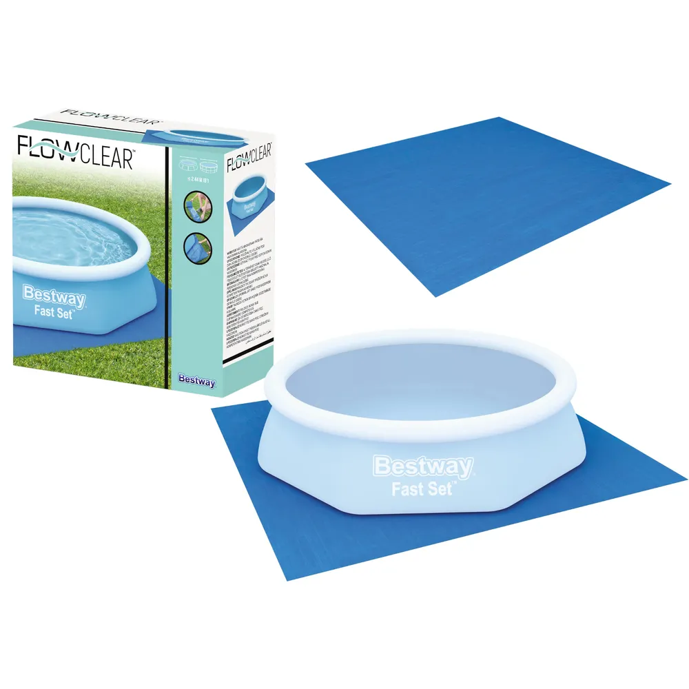 Mata ochronna pod basen Bestway 274 x 274 cm rozłożona na trawie
