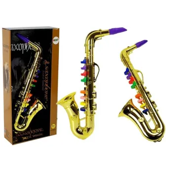 Zabawkowy saksofon w złotym kolorze dla dzieci do nauki gry