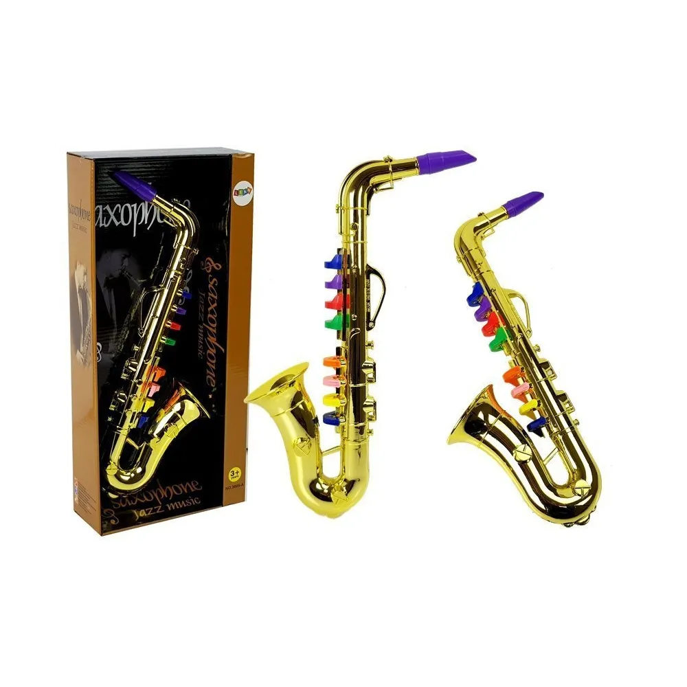 Zabawkowy saksofon w złotym kolorze dla dzieci do nauki gry