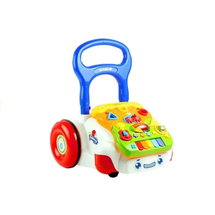 Bezpieczny chodzik dla niemowlaka wspierający naukę chodzenia