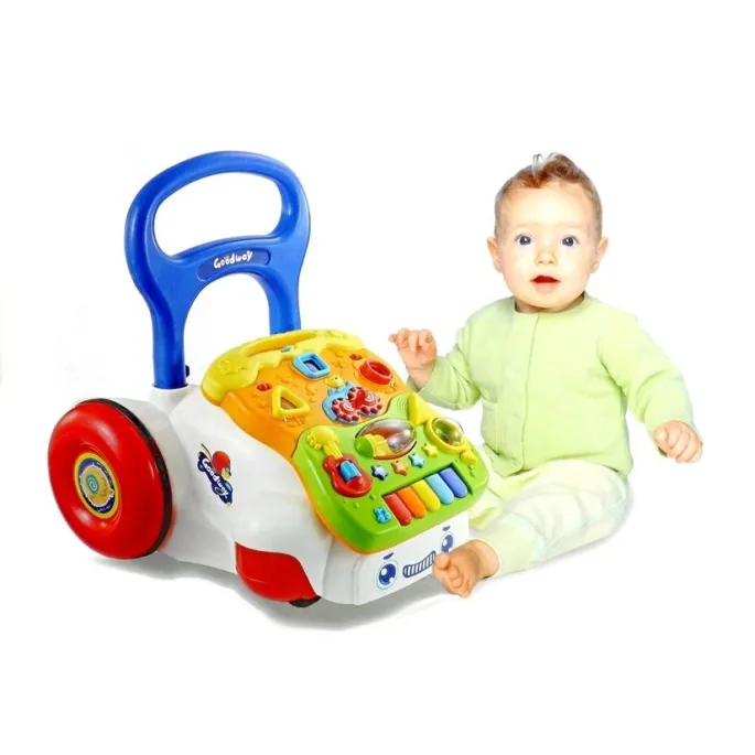 Dziecięcy chodzik z harmonijką, grzechotką oraz światełkami