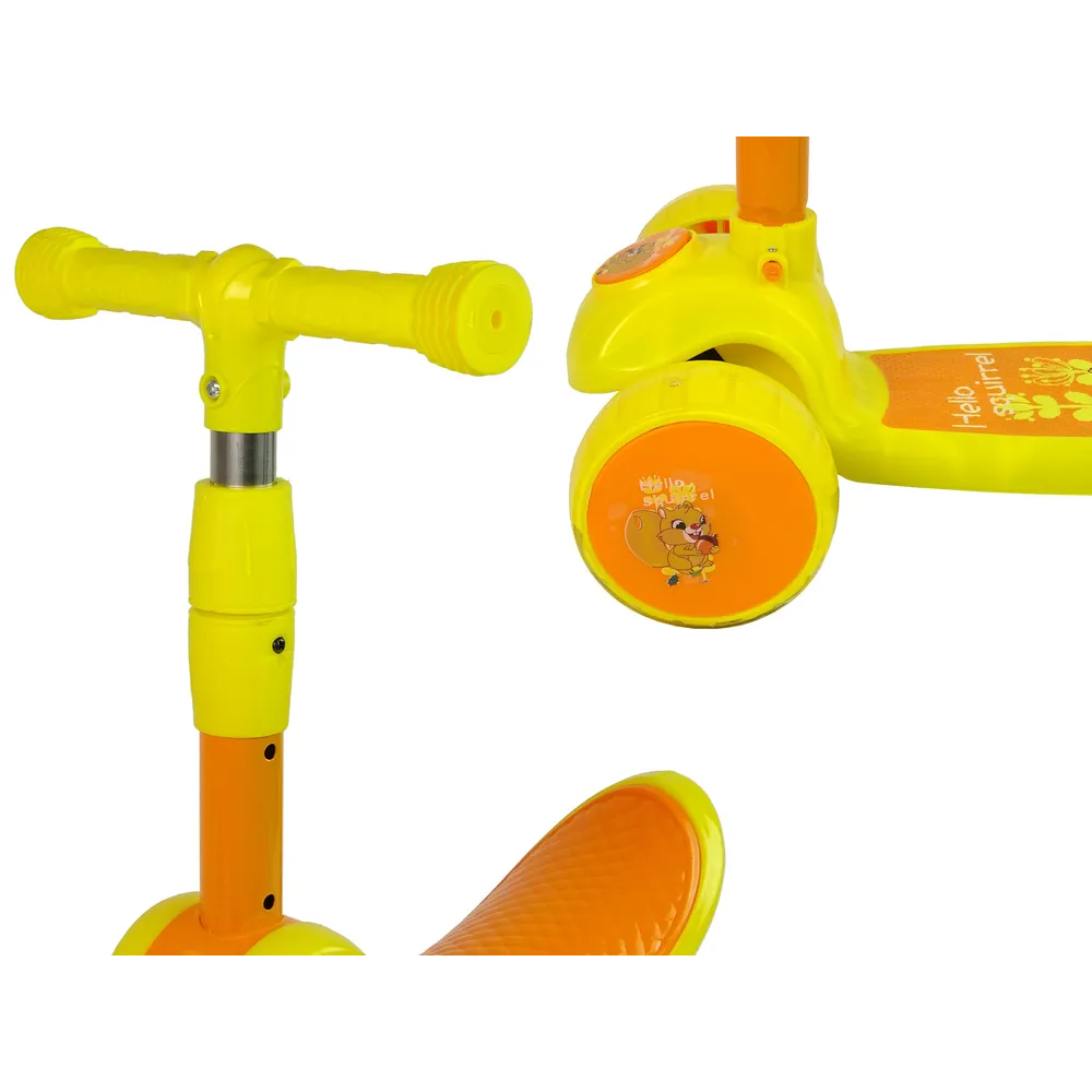 Bezpieczna hulajnoga trójkołowa z wygodnym, demontowalnym siodełkiem