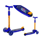 Granatowa hulajnoga trójkołowa balansowa z motywem kota dla dzieci