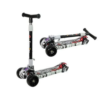Hulajnoga trójkołowa świecące koła LED biała kolorowa graffiti dla dzieci
