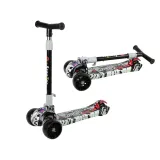 Hulajnoga trójkołowa świecące koła LED biała kolorowa graffiti dla dzieci